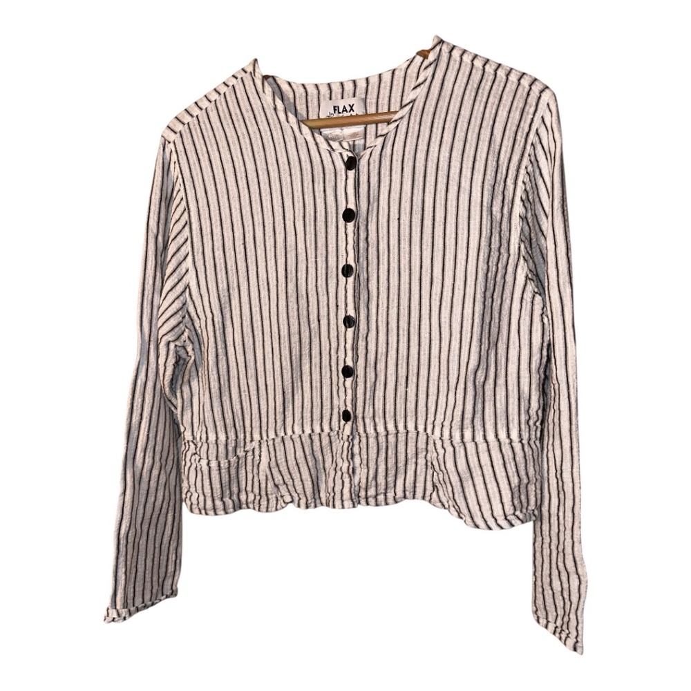 Flax Engelhart Linen Striped Textured Top
